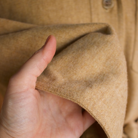 Vintage Handmade 100% Wool Button Down Oatmeal Belted Midi Shirt Dress Size S - Picture 16 of 16